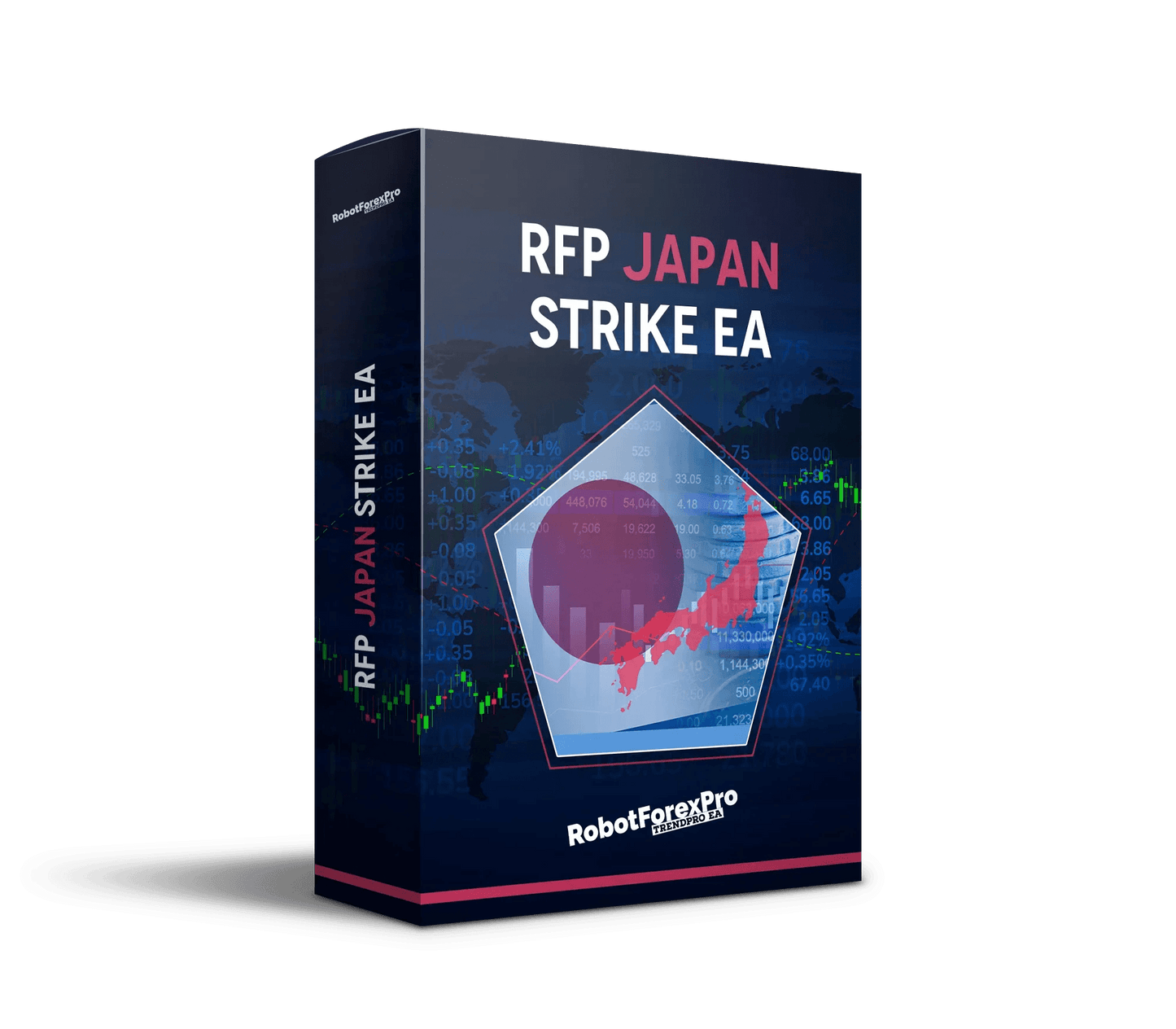JapanStrike EA for MT4 software box by RobotForex Pro TrendPro EA with trading graph and Japan map