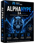 Forex EA software box with wolf graphic, trading chart, and automated trading features highlighted