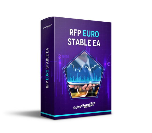 TrendPro RobotForexPro EA software box for RFP Euro Stable EA with financial chart graphics