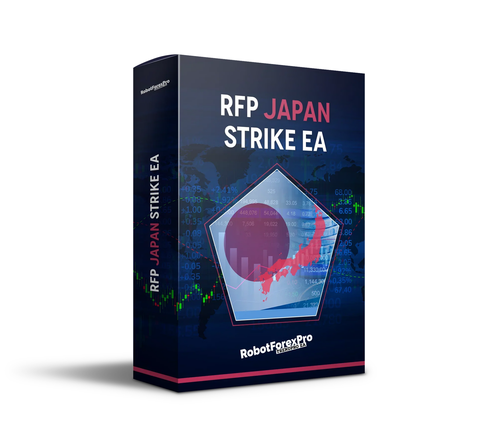 JapanStrike EA for MT4 software box by RobotForex Pro TrendPro EA with trading graph and Japan map