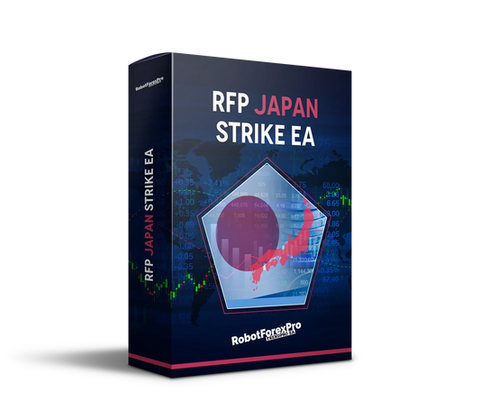 JapanStrike EA for MT4 software box by RobotForex Pro TrendPro EA with trading graph and Japan map