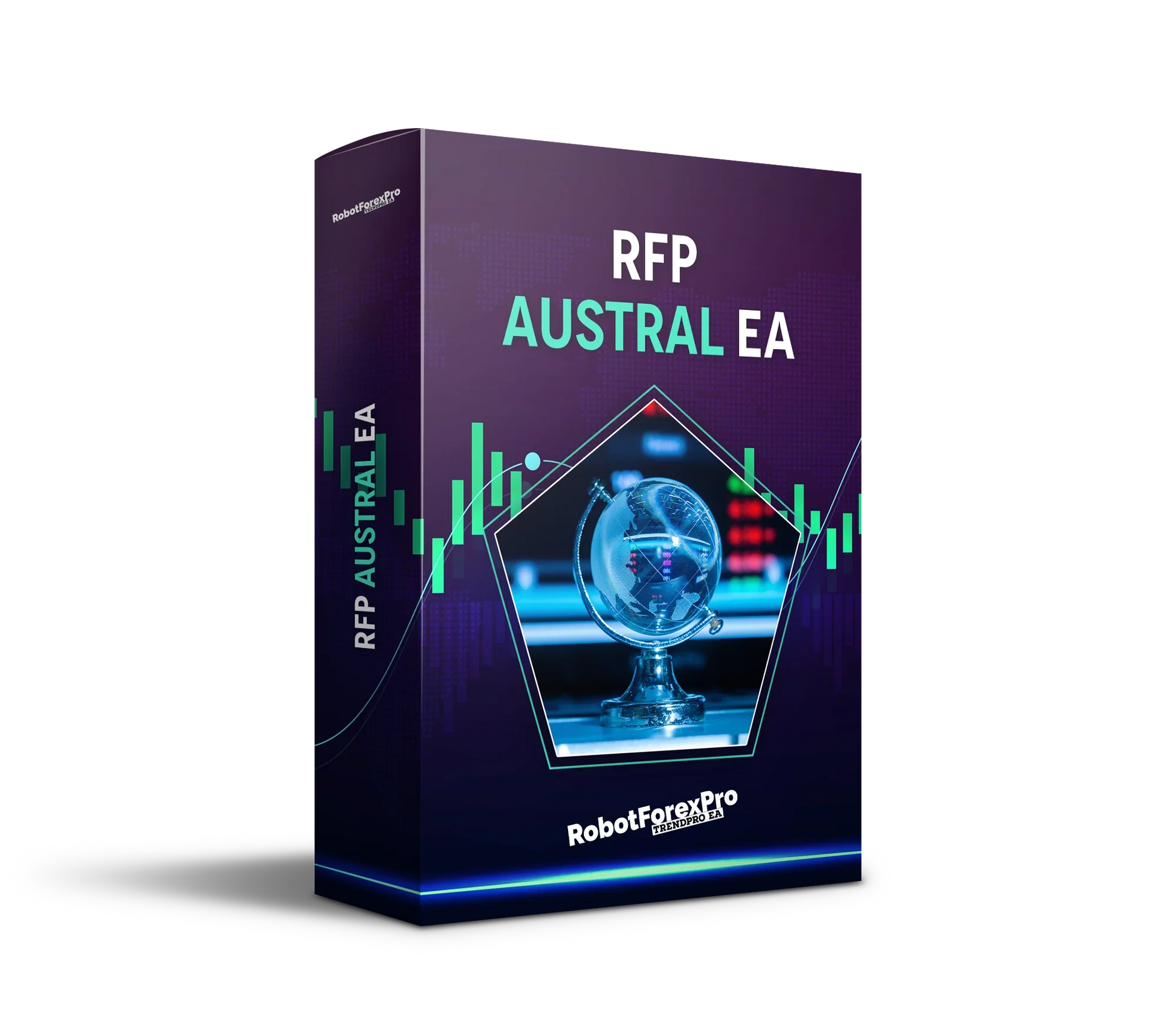 TrendPro Robot Forex Pro Austral EA software box with forex trading chart design